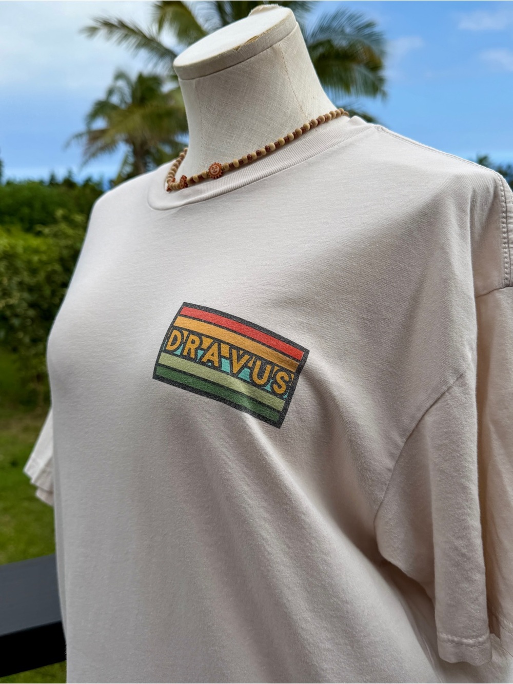 Dravus No Destination Van Graphic T-Shirt XL Cream Retro Surf Travel Tee